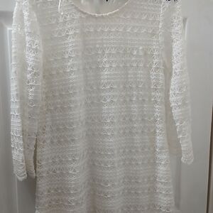 H&M White Long Sleeve Lace Dress